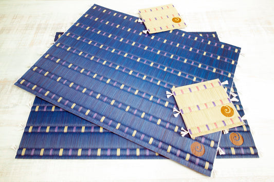 セット／畳のコースター 雪 yuki ２枚 ＆ 畳のランチョンマット 雨 ame ２枚（2月26日販売開始）